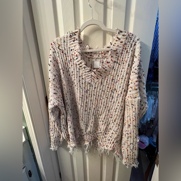 Main Strip Sweaters - Distressed Multicolor Dot Sweater XL